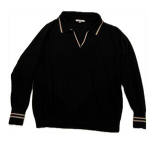 BLACK WITH GOLD  STRIPE MILANO CARDIGAN. SIZE MEDIUM. USED